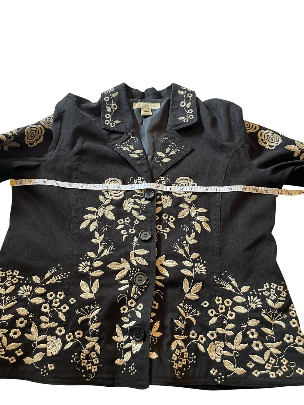 Stetson Women’s Black Ivory Floral Embroidered Western Blazer Jacket Size XL - Picture 10 of 11